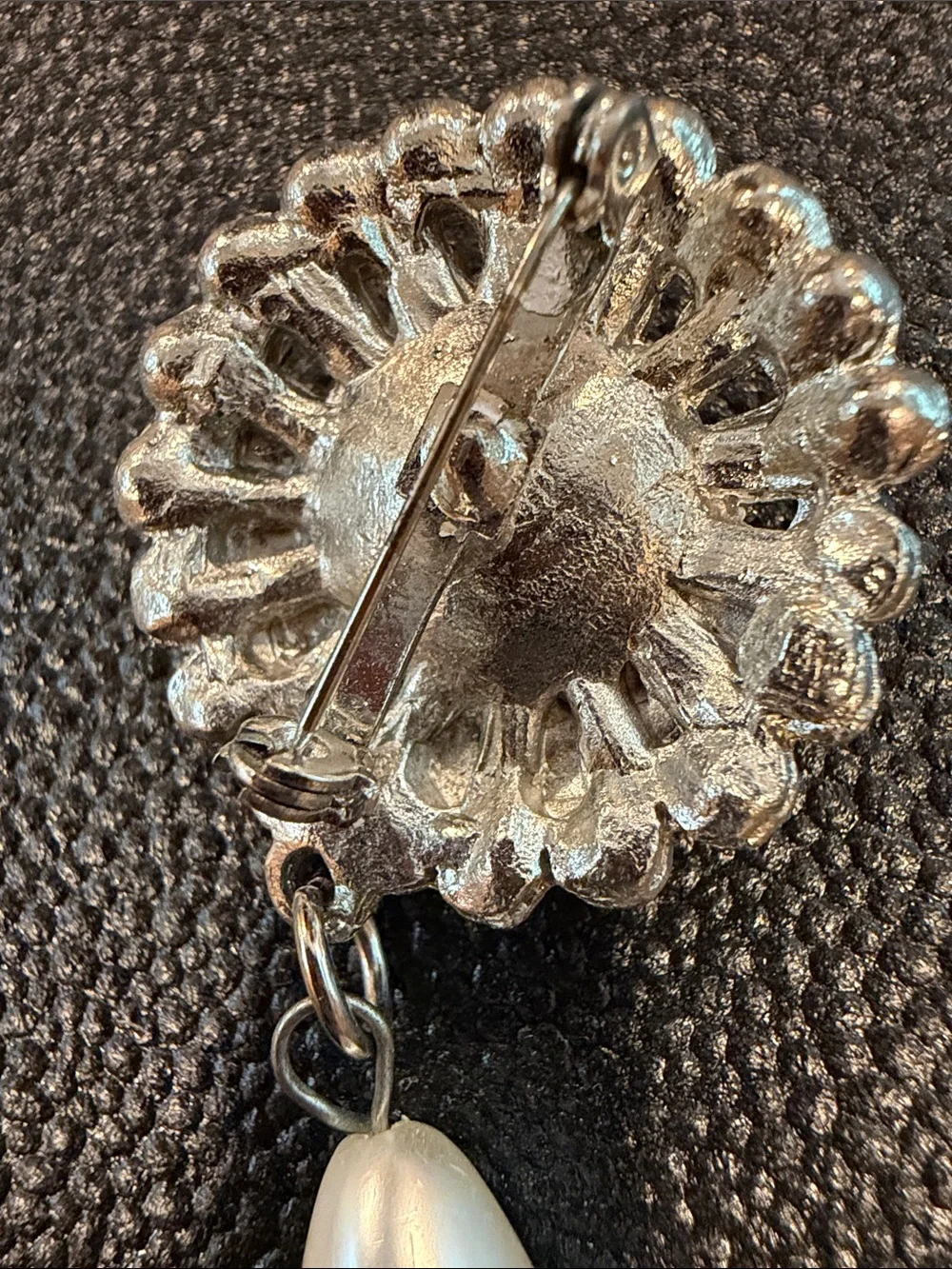 Pearl Drop Crystal Statement brooch - Silver Tone
